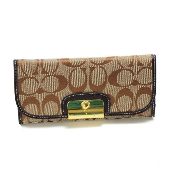 Coach Kristin In Signature Large Khaki Wallets DVN | Women - Click Image to Close